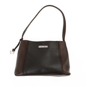 Brighton shoulder bag black & chocolate brown pebble grain leather
